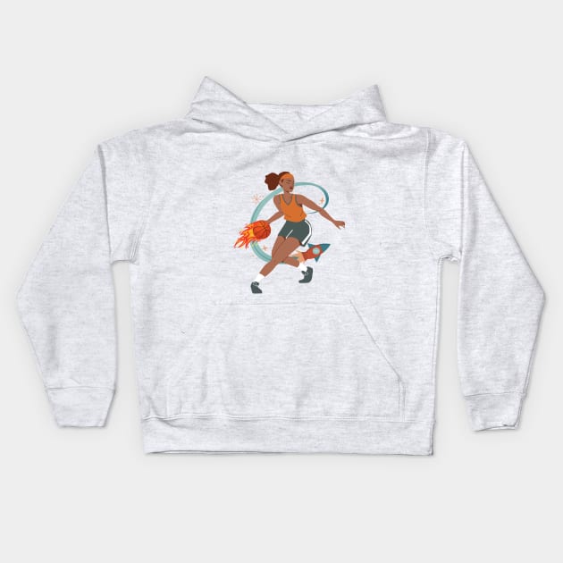 Blazing Hoops Kids Hoodie by twitaadesign